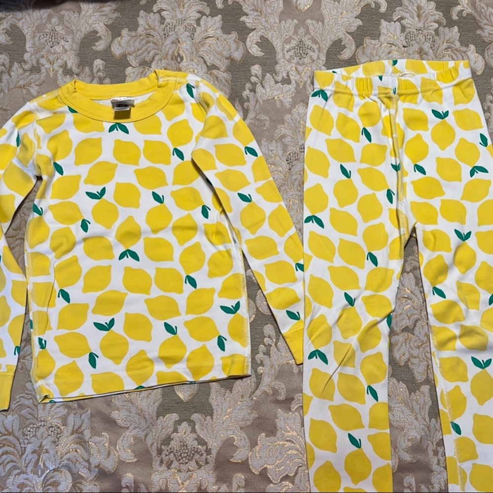 Hanna Andersson Yellow Lemon Print Kids Pajama Set